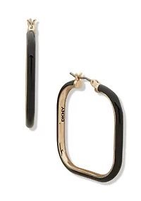 Gold Tone 35 Millimeter Square Enamel Hoop Earrings