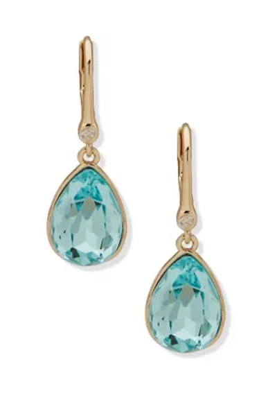 Stone Leverback Teardrop Earrings