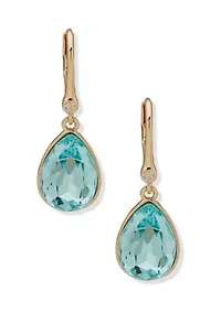 Stone Leverback Teardrop Earrings