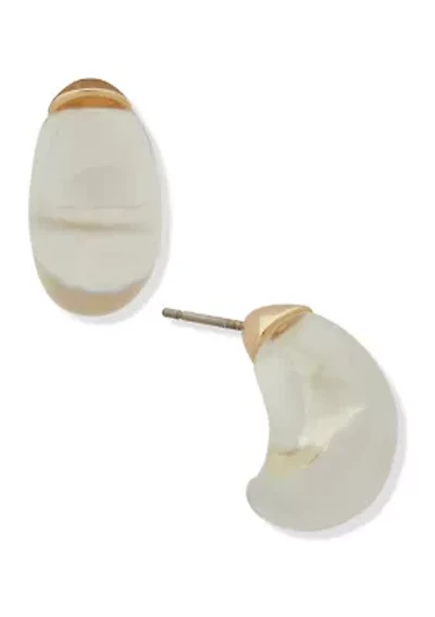 Gold Tone 19 Millimeter Puffy C Hoop Earrings