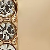 Gold Tone Crystal 20 Millimeter Pavé Wide Hoop Earrings