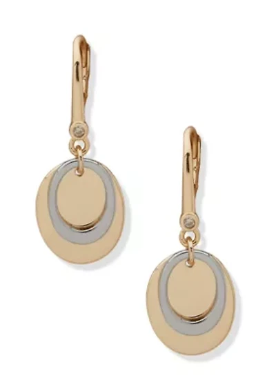 Two Tone Oval Shaky Drop Earrings