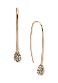 Gold Tone Crystal Pavé Pear Threader Earrings