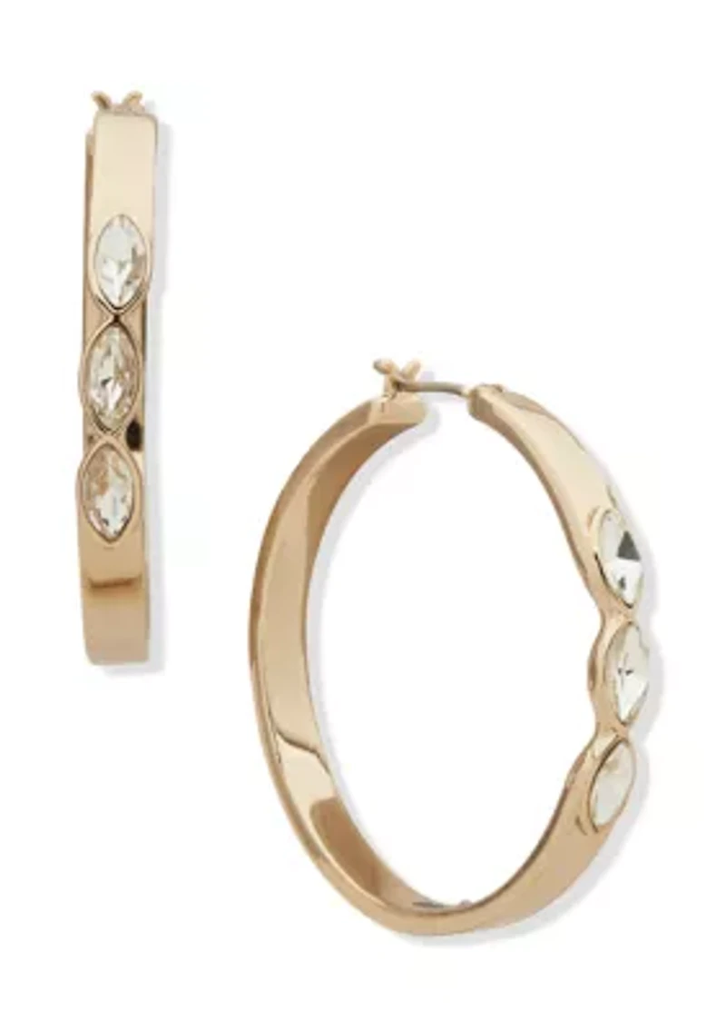 Marquise Stone Gold Tone Crystal Hoop Earrings