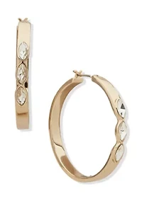 Marquise Stone Gold Tone Crystal Hoop Earrings