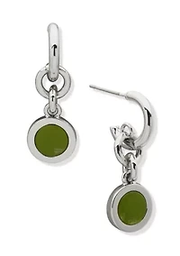 Silver Tone Inlay Link Double Drop Earrings