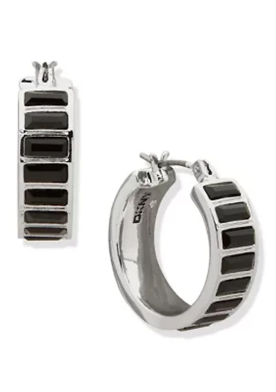 17 Millimeter Stone Hoop Earrings