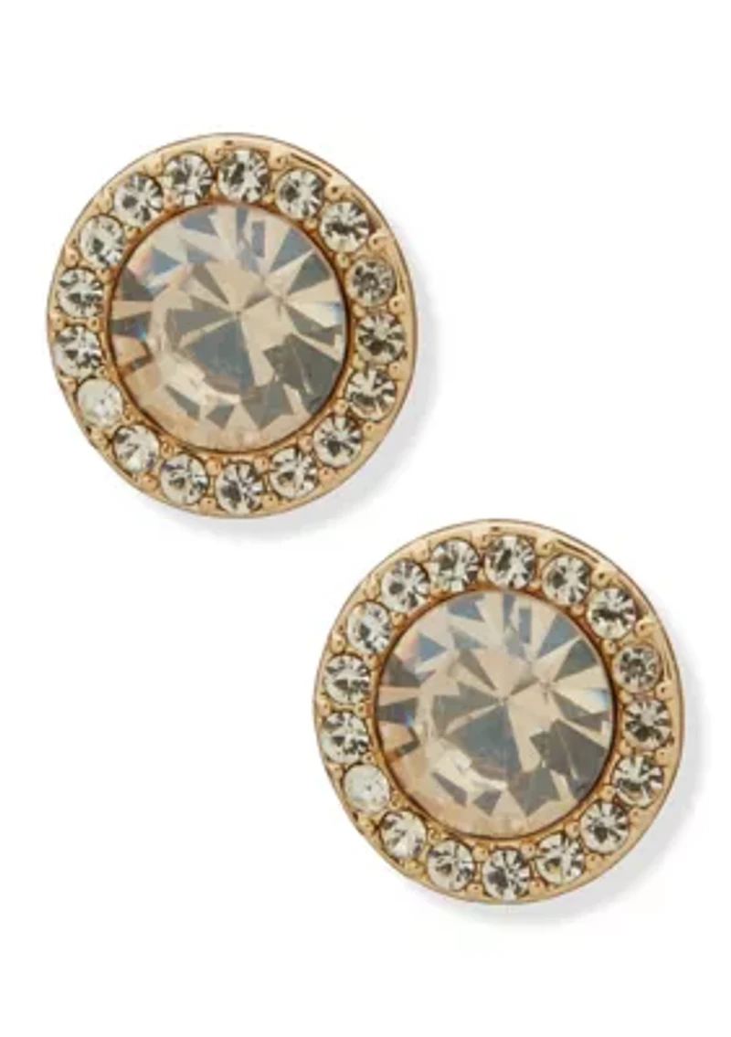 Pavé Inlay Stone Stud Earrings