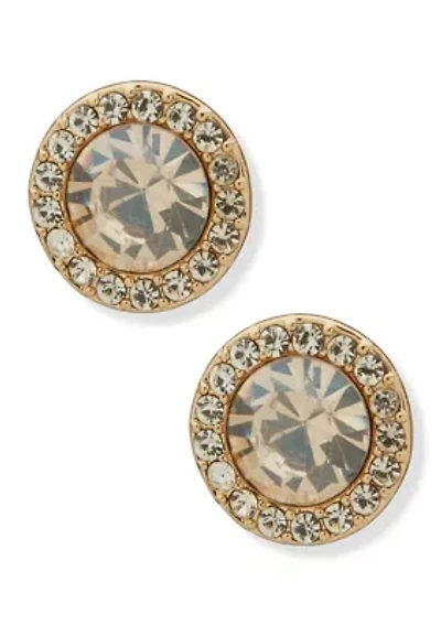 Pavé Inlay Stone Stud Earrings