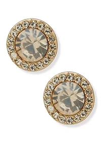 Pavé Inlay Stone Stud Earrings