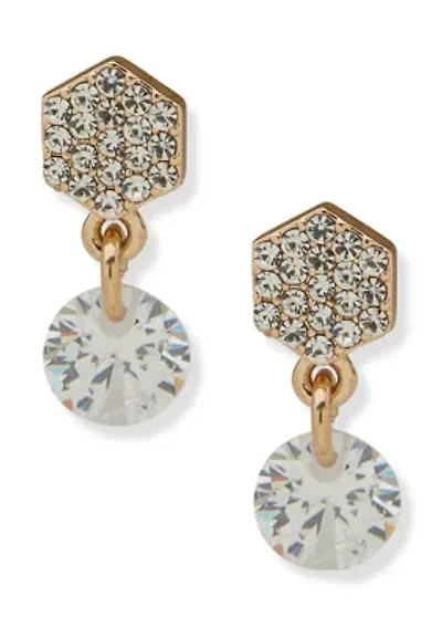 Pavé Hex Cubic Zirconia Drop Stud Earrings