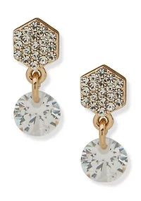 Pavé Hex Cubic Zirconia Drop Stud Earrings