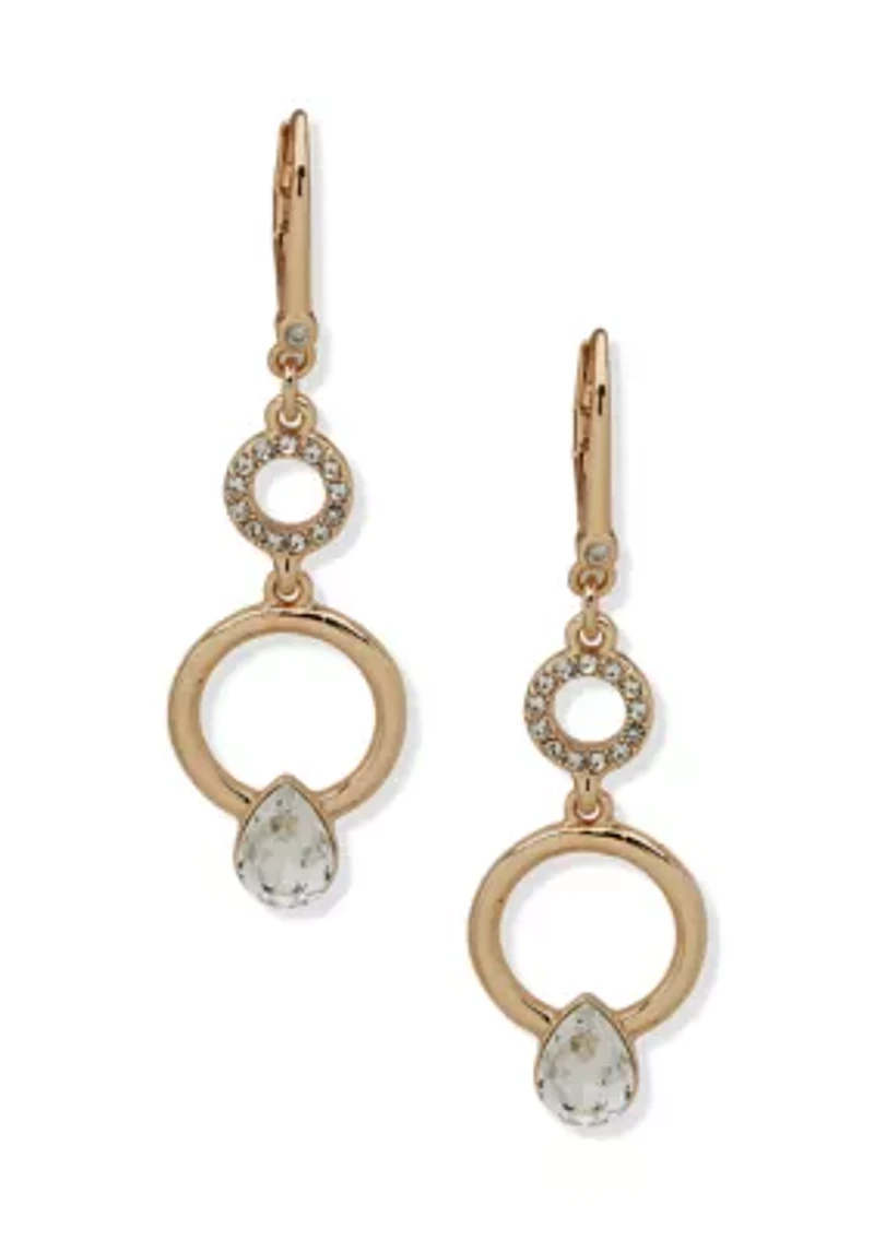 Pear Stone Ring Double Drop Earrings