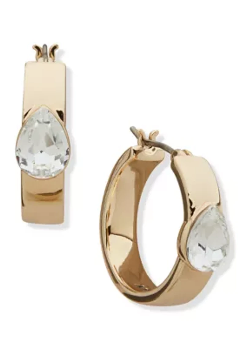 Pear Stone Hoop Earrings