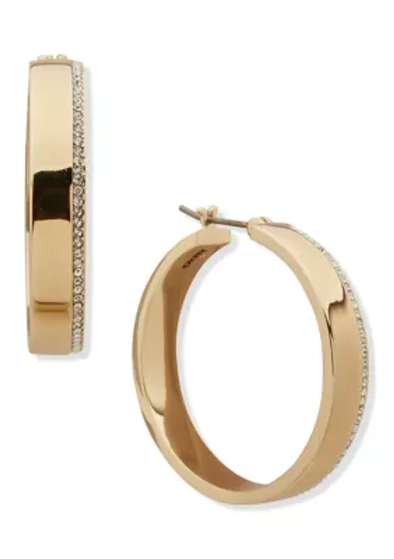  Crystal Pavé Lined Hoop Earrings