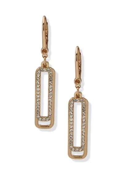 Rectangle Pave Drop Earrings 