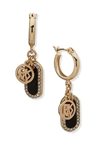 Jet Logo Enamel Drop Hoop Earrings