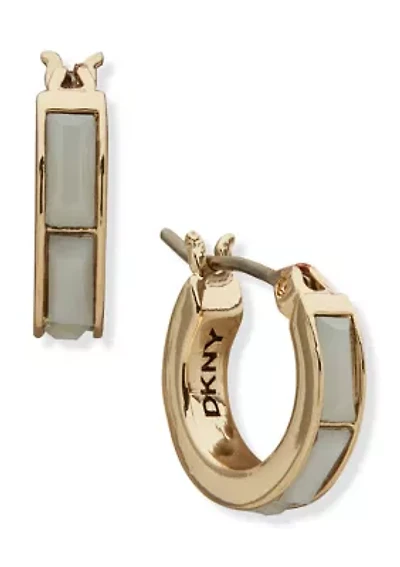  Baguette Gold Tone Huggie Earrings