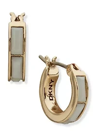  Baguette Gold Tone Huggie Earrings