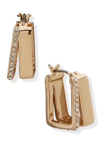 Square Pave Split Huggie Earrings