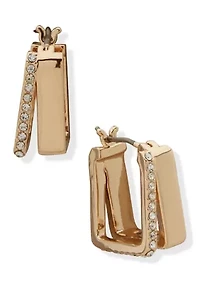 Square Pave Split Huggie Earrings