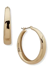 Taper Puffy Gold Tone Hoop Earrings