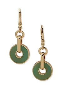 Green Inlay Ring Double Drop Earrings 