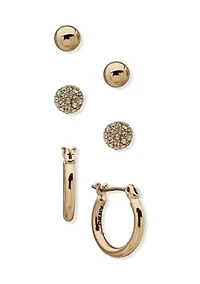 Pavé Stud Huggie Earring Set