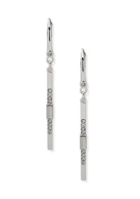 Crystal Pave Silver Tone Linear Earrings