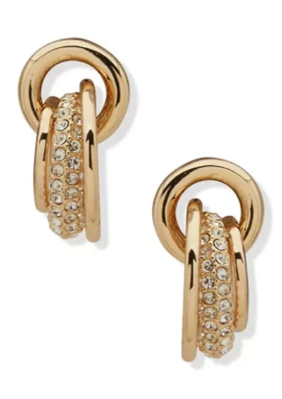 Crystal Pavé Shaky Ring Door Knocker Earrings