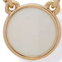 Gold Tone White 2 Row Pendant Necklace