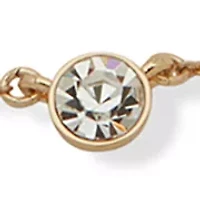 Gold Tone Crystal White 2 Row Pavé Knot Necklace