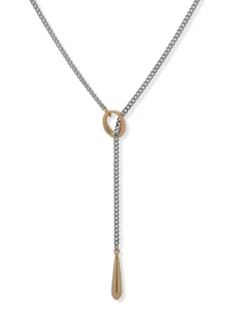 Two Tone Threaded Link Y Necklace