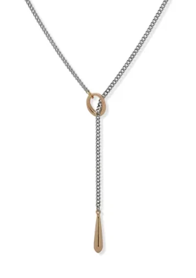 Two Tone Threaded Link Y Necklace