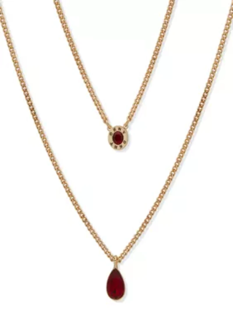 Red Stone Double Pendant Necklace