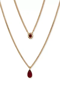 Red Stone Double Pendant Necklace