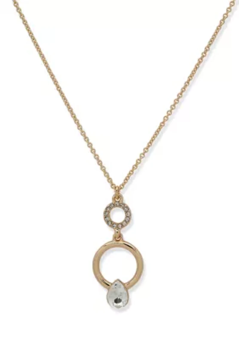 Pear Stone Ring Pendant Necklace