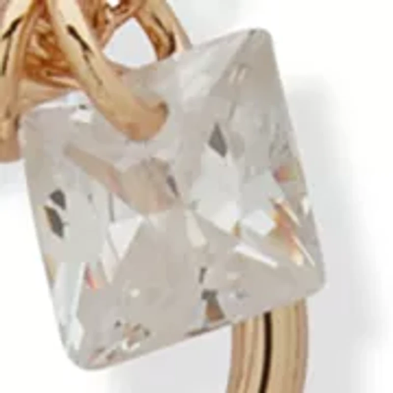 Pave Pendant Two Row Gold Tone Necklace