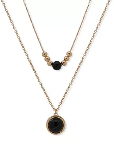 Gold Tone Double Pendant Necklace