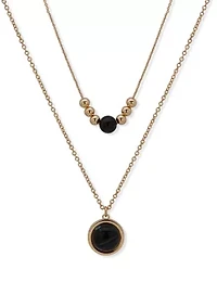 Gold Tone Double Pendant Necklace