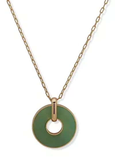 Green Inlay Ring Pendant Necklace