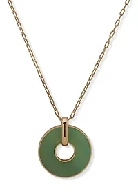 Green Inlay Ring Pendant Necklace