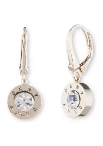 Crystal Logo Stone Drop Earrings