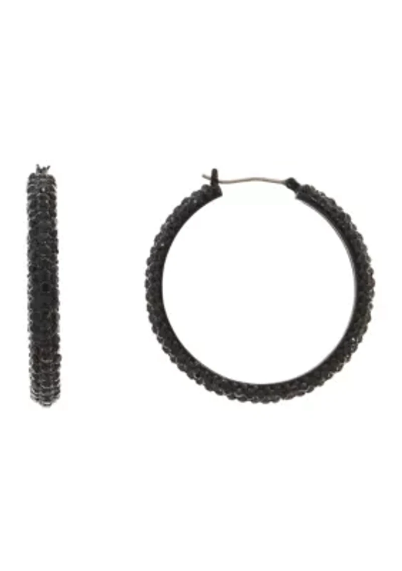 40 Millimeter Crystal Micropave Hoop Earrings