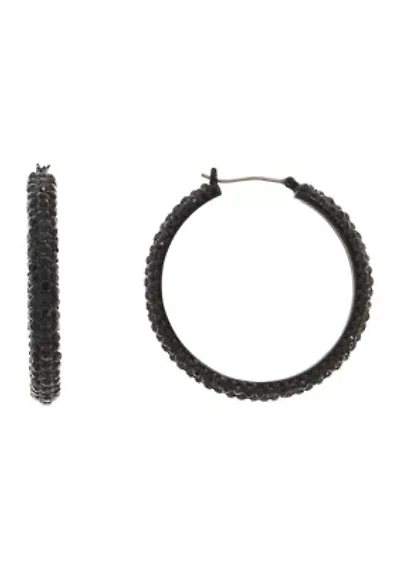 40 Millimeter Crystal Micropave Hoop Earrings