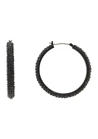 40 Millimeter Crystal Micropave Hoop Earrings