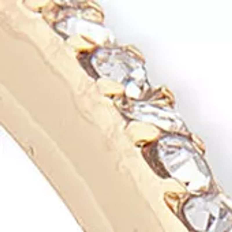 Gold Tone 50 Millimeter Crystal Pave Hoop Earrings