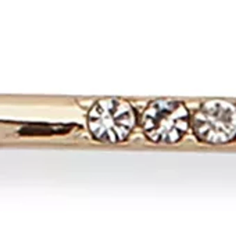 Gold Tone Half Crystal Pave Bar Slider Bracelet 