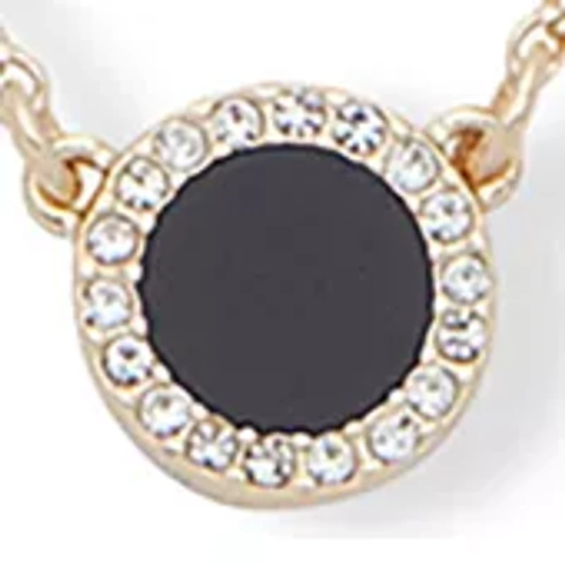 Gold Tone Crystal and Double Pendant Necklace