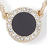 Gold Tone Crystal and Double Pendant Necklace